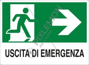cartello USCITA DI EMERGENZA (a destra)