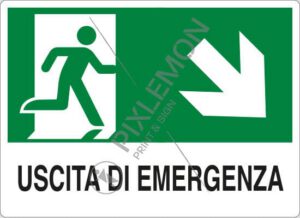 cartello USCITA DI EMERGENZA (scala in basso a destra)