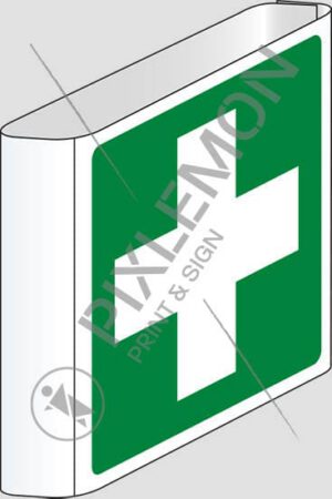 cartello bifacciale a bandiera (pronto soccorso - first aid)