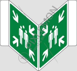 double-sided V sign (evacuation assembly point)