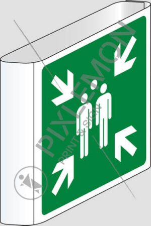 double-sided flag sign (evacuation assembly point)