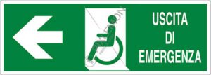 cartello USCITA DI EMERGENZA (disabili a sinistra)