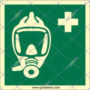 cartello (autorespiratore per evacuazioni di emergenza - emergency escape breathing device)
