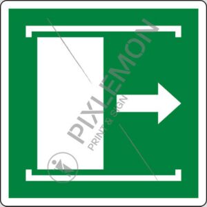 cartello (apertura porta scorrevole verso destra - door slides right to open)