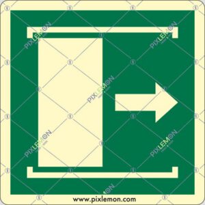 cartello (apertura porta scorrevole verso destra - door slides right to open)