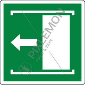 cartello (apertura porta scorrevole verso sinistra - door slides left to open)