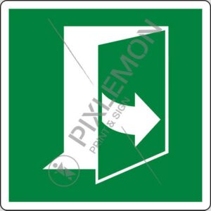 cartello (per aprire la porta, tirare lato sinistro - door opens by pulling on the left-hand side)