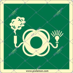cartello  (Salvagente con boetta luminosa e fumogeno - Lifebuoy with light and smoke)