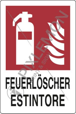 cartello FEUERLOESCHER ESTINTORE