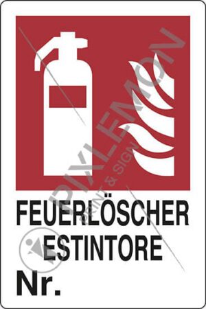 cartello FEUERLOESCHER ESTINTORE Nr.
