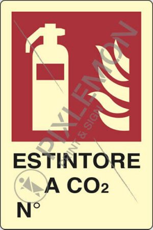 cartello cm 30x20 ESTINTORE A CO2 N°