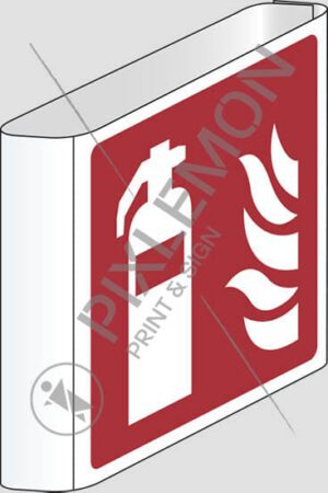 dvostranska previsna oznaka (gasilni aparat - fire extinguisher)