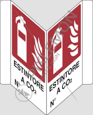 cartello bifacciale a "V" ESTINTORE A CO2 N.