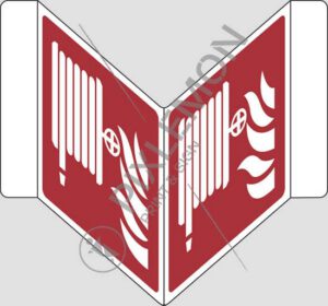 dvostranska oznaka na "V"(hidrant s cevjo - fire hose reel)