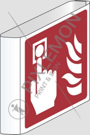 dvostranska previsna oznaka (požarna tipka, javljalec požara - fire alarm call point)