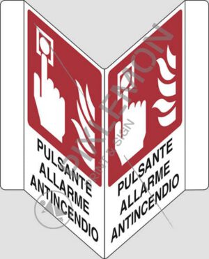 cartello bifacciale a "V" PULSANTE ALLARME ANTINCENDIO