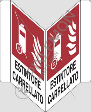 cartello bifacciale a "V" ESTINTORE CARRELLATO