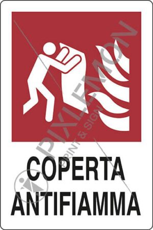 cartello COPERTA ANTIFIAMMA