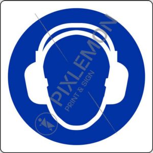 cartello (è obbligatorio indossare le protezioni dell'udito - wear ear protection)
