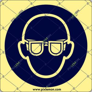 cartello (E obbligatorio indossare le protezioni degli occhi - wear eye protection)