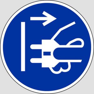 cartello (disconnect mains plug from electrical outlet)