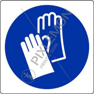 cartello (è obbligatorio indossare i guanti protettivi - wear protective gloves)