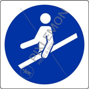 cartello (è obbligatorio usare il corrimano - use handrail)
