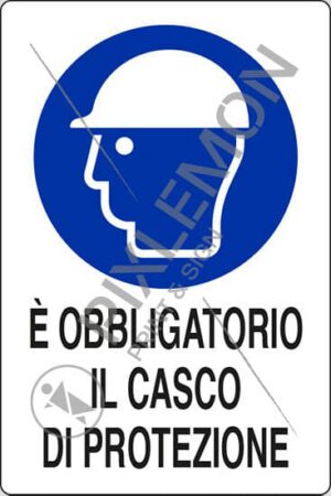 cartello E' OBBLIGATORIO IL CASCO DI PROTEZIONE