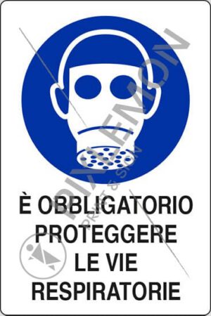 cartello E' OBBLIGATORIO PROTEGGERE LE VIE RESPIRATORIE