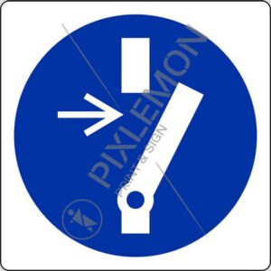 cartello (è obbligatorio disconnettere il macchinario prima di effettuare manutenzioni o riparazioni - disconnect before carrying out maintenance or repair)