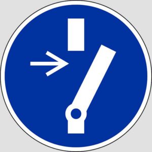 cartello (disconnect before carrying out maintenance or repair)