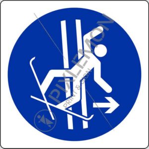 cartello (lasciare immediatamente la pista nel caso di caduta - immediately leave the tow-track in the event of falling)