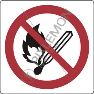 cartello (vietato fumare e/o usare fiamme libere - no open flame: fire, open ignition source and smoking prohibited)