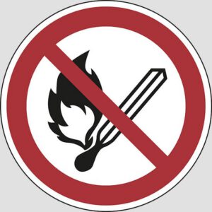 cartello (no open flame: fire, open ignition source and smoking prohibited)