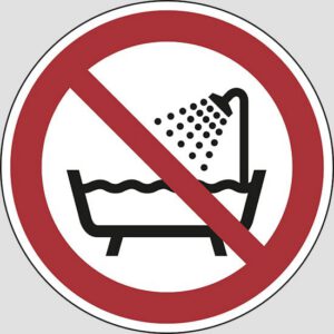 cartello (do not use this device in a bathtub, shower or water-filled reservoir)