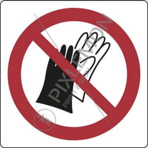 cartello (vietato indossare i guanti - do not wear gloves)