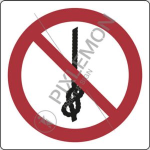 cartello (vietato annodare la corda - do not tie knots in rope)
