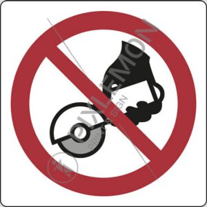 cartello (vietato usare il disco con attrezzature manuali - do not use with hand-held grinding machine)