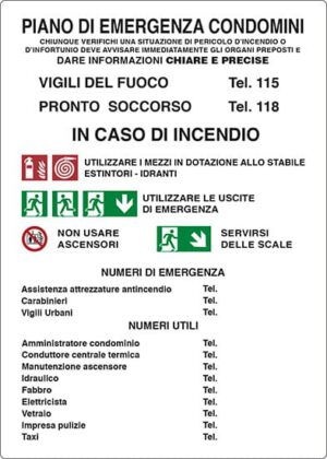cartello PIANO DI EMERGENZA CONDOMINI