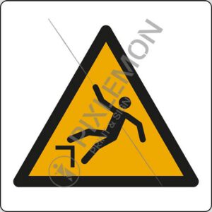 cartello (pericolo di caduta con dislivello - warning: drop (fall))