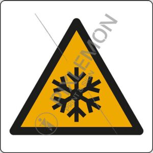 cartello (pericolo bassa temperatura, pericolo di congelamento - warning: low temperature, freezing conditions)