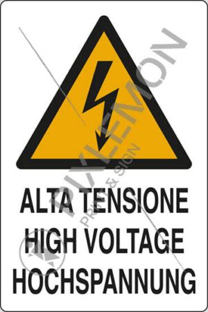 cartello ALTA TENSIONE HIGH VOLTAGE HOCHSPANNUNG