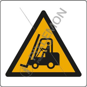cartello (pericolo carrelli elevatori ed altri veicoli industriali - warning: forklift trucks and other industrial vehicles)