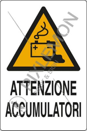 cartello ATTENZIONE ACCUMULATORI