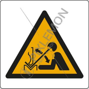 cartello (avvertimento: movimento rapido del pezzo in lavorazione nella pressa - warning; rapid movement of workpiece in press brake)