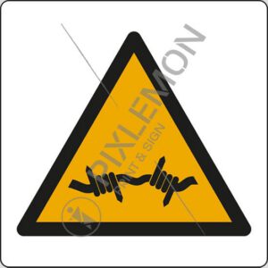 cartello (avvertimento: filo spinato - warning; barbed wire)