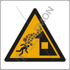 cartello (avvertimento: caduta neve dal tetto - warning: roof avalanche)