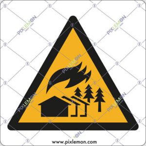 cartello (Attenzione; zona di fuoco su larga scala - Warning; Large-scale fire zone)