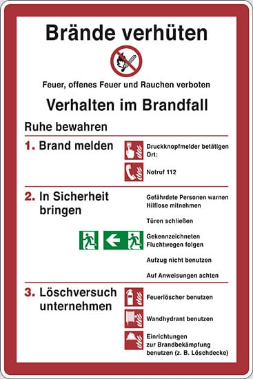 Schild Brände verhüten...