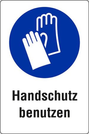 Schild Handschutz benutzen